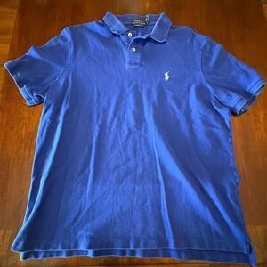 Polo Ralph Lauren Classic Fit Blue Polo Shirt Size L White Pony Short Sleeve